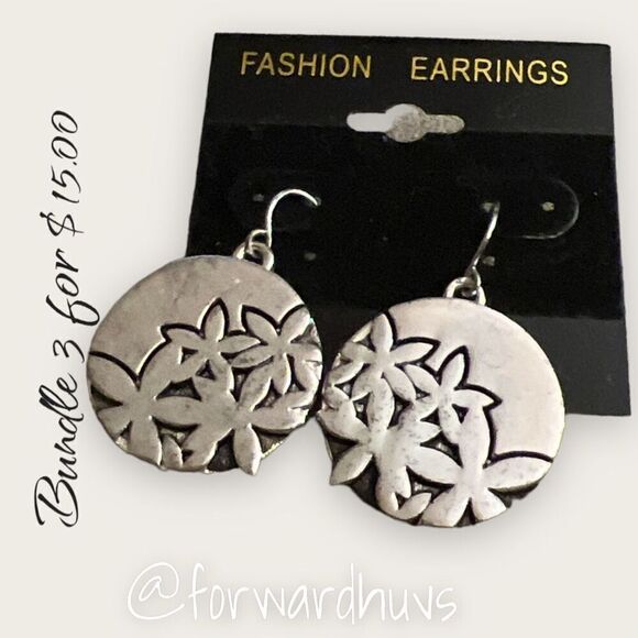Bundle Sale 3 for $15 | Dangle Silvertone Fashion Earrings - Picture 1 of 6